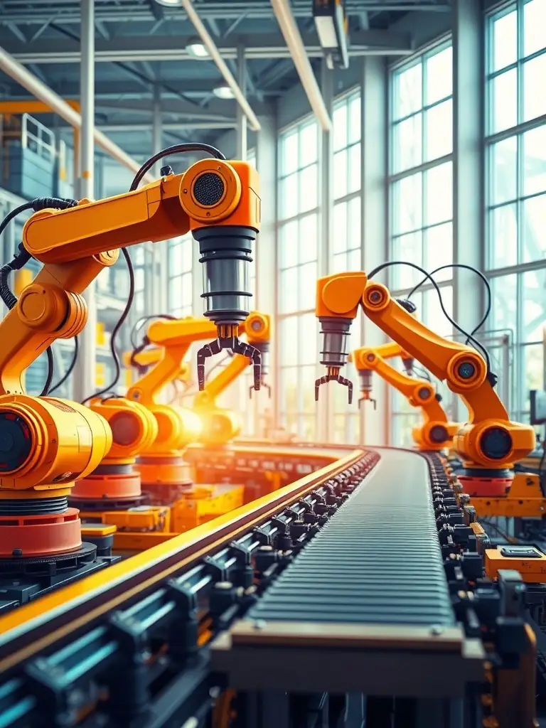 A dynamic image of an industrial automation setup highlighting technological advancement.